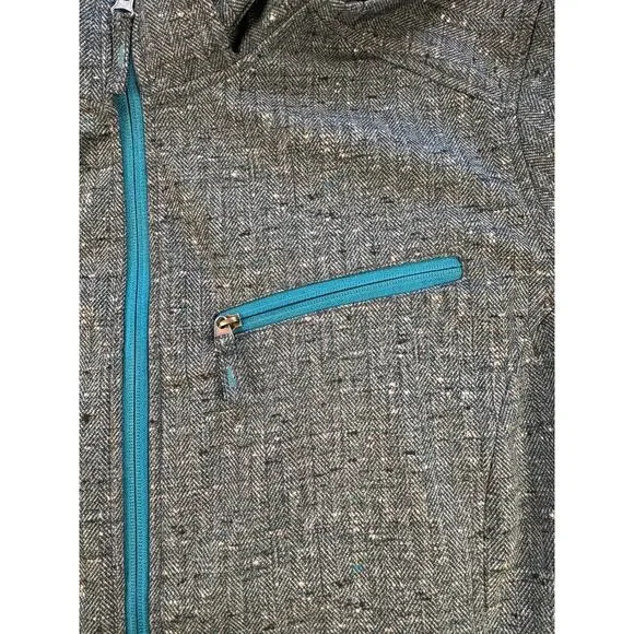 Free Country Full Zip Hooded Jacket, Faux Fur Lined, Teal Pattern Women's 1X - Picture 7 of 9